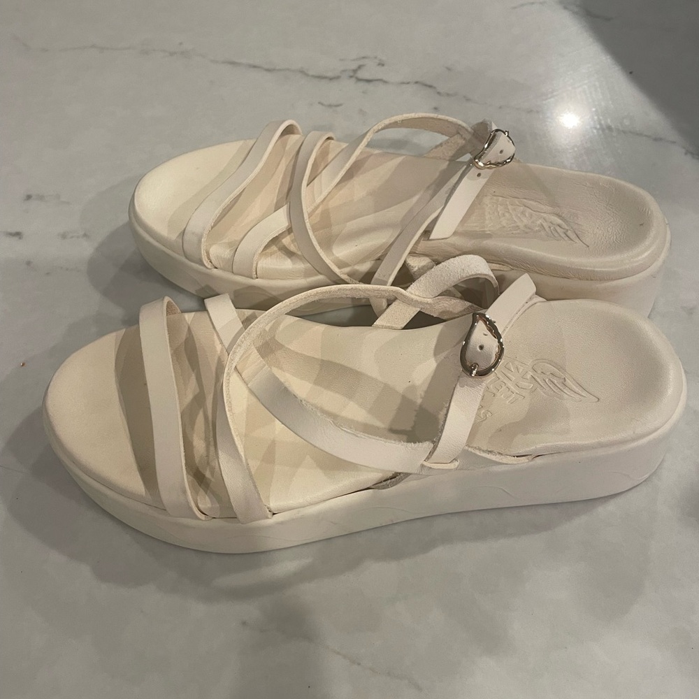 Ancient greek ivory white platform soft strap Cream Sandals 39 -only tried on